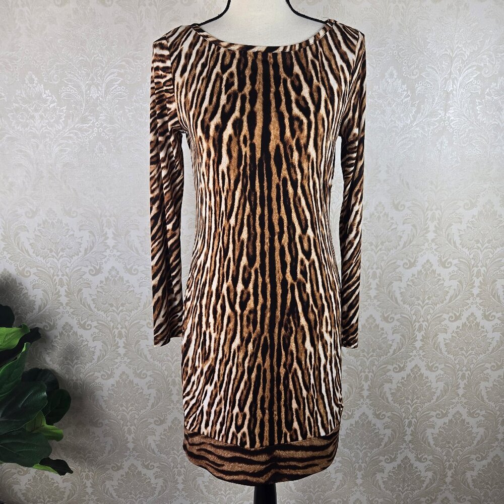 MICHAEL Michael Kors Size Small Animal Print Shift Dress Boat Neck Stretch